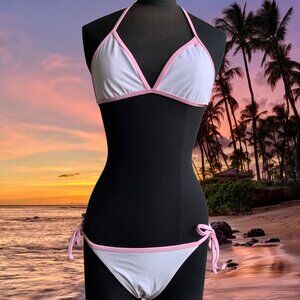 Billabong surf BLUE CRUSH era Vintage bikini white pink reversible triangle RARE